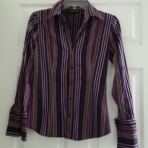 Striped purple & black long sleeve top